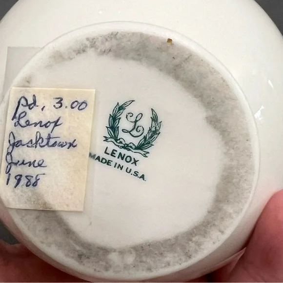 VTG Set Of 2 1940s Lenox Ivory Bulbous Porcelain Bulb Vases 4x7.75” - Picture 5 of 9